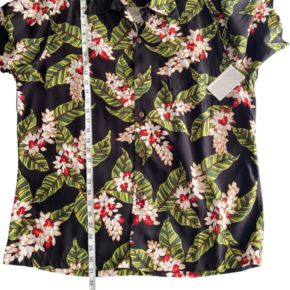 Mens L HAWAIIAN SHIRT original Kalakaua HANA Black Aloha Travel w front Pocket. - Picture 10 of 11